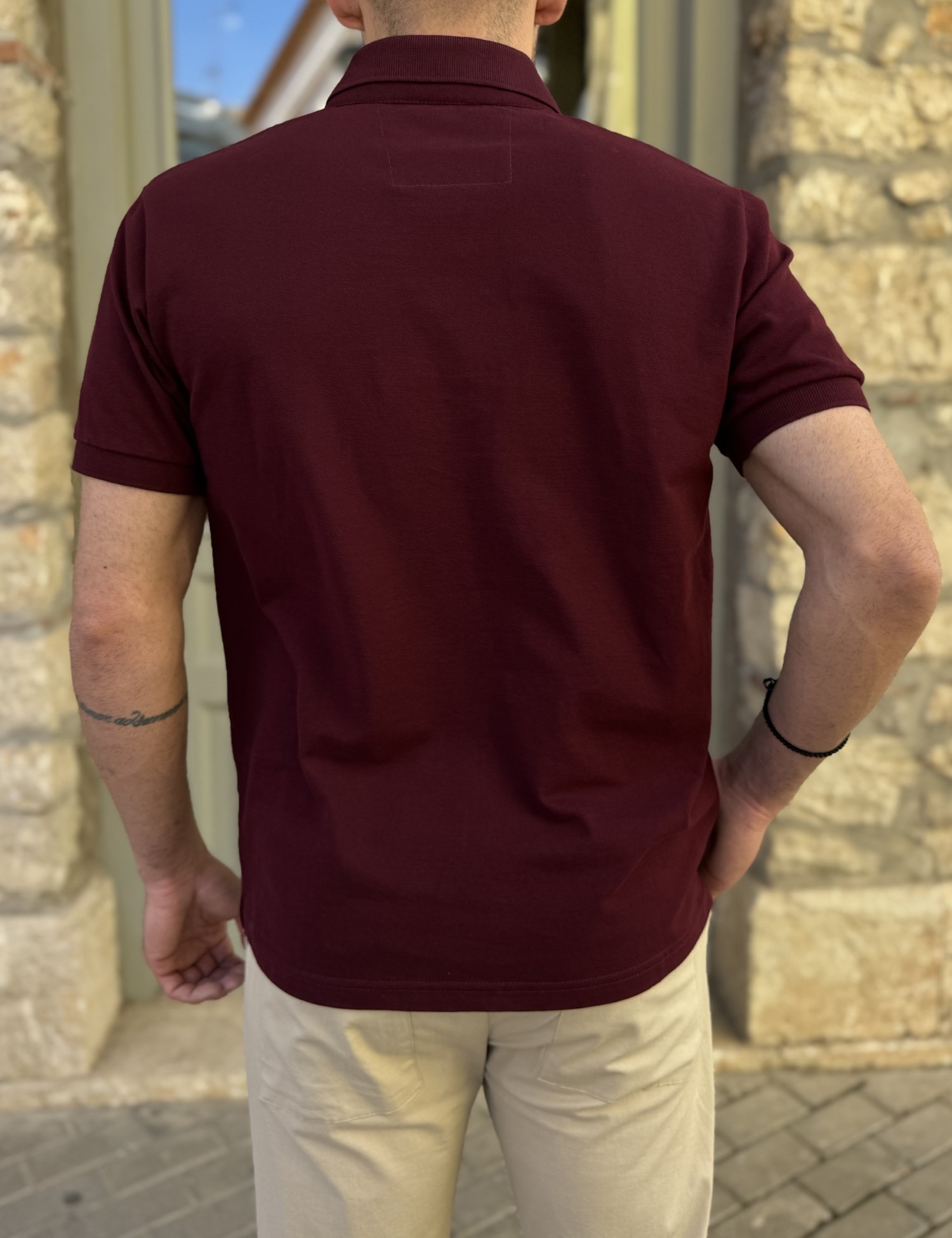 Everbest ανδρική μπορντό Polo μπλούζα Plus Size 262838B